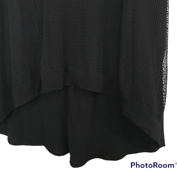 Lapis Black Lined Mesh Front Long Hi-Lo Tank Top - Picture 5 of 15